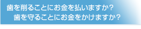 歯を削ることにお金を払いますか？歯を守ることにお金をかけますか？